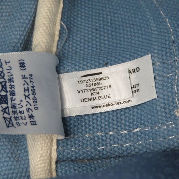 Lands End Small Solid Blue 3 Pocket Zip Top Canvas Tote Bag Crossbody D Rings - Picture 13 of 15